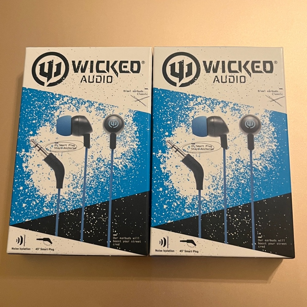 Wicked Audio Black/Blue Earbuds Headphones ( Bundle of 2)